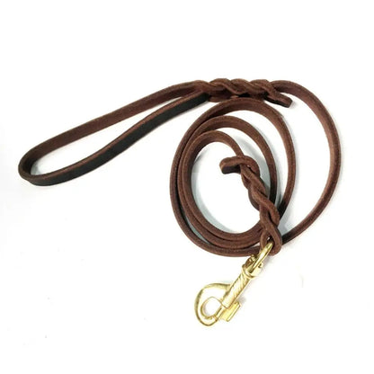 Training Walking With Copper Hook Leather Braided Dog Leash Brown Soft Dog Traction Rope Durable Long German Shepherd