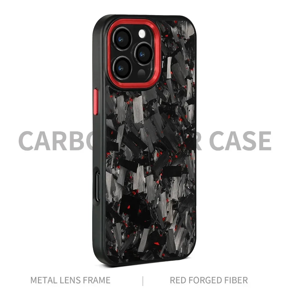 Real Carbon Fiber Armor100% Cover For IPhone 16Promax 15 Pro Max 14 13 12 11 Case Metal Frame Wireless Charge Forged Fiber Cover