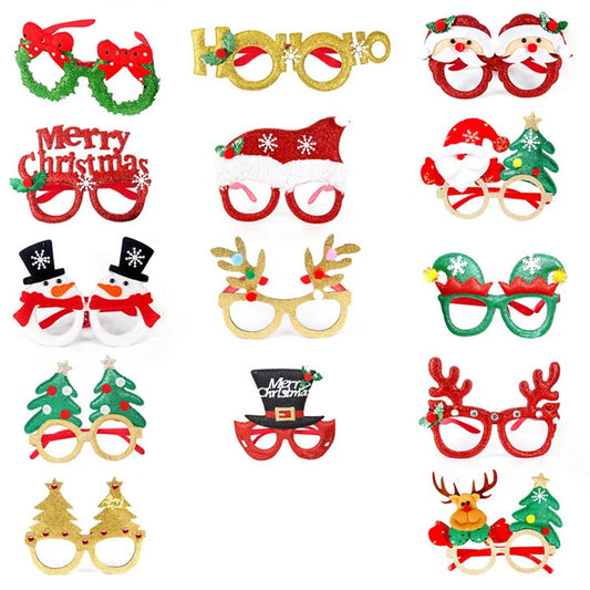 Christmas Glasses Santa Claus Xmas Tree Snowman Plastic Glasses Kid Gift Xmas Party Supplies Photo Props Christmas Decoration