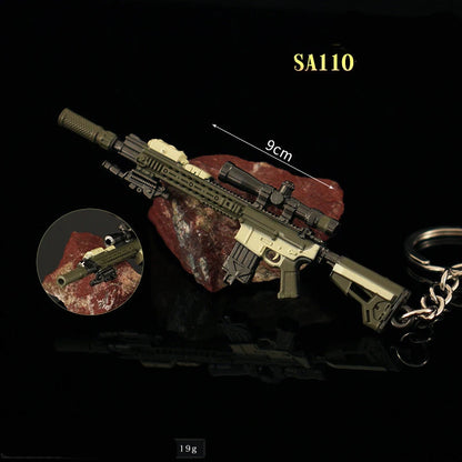 Resident Evil 8 Mini Shotgun Model Keychain V61 AK M1897 SA110 USM AI M1851 Revolver Alloy Key Ring Backpack Pendants