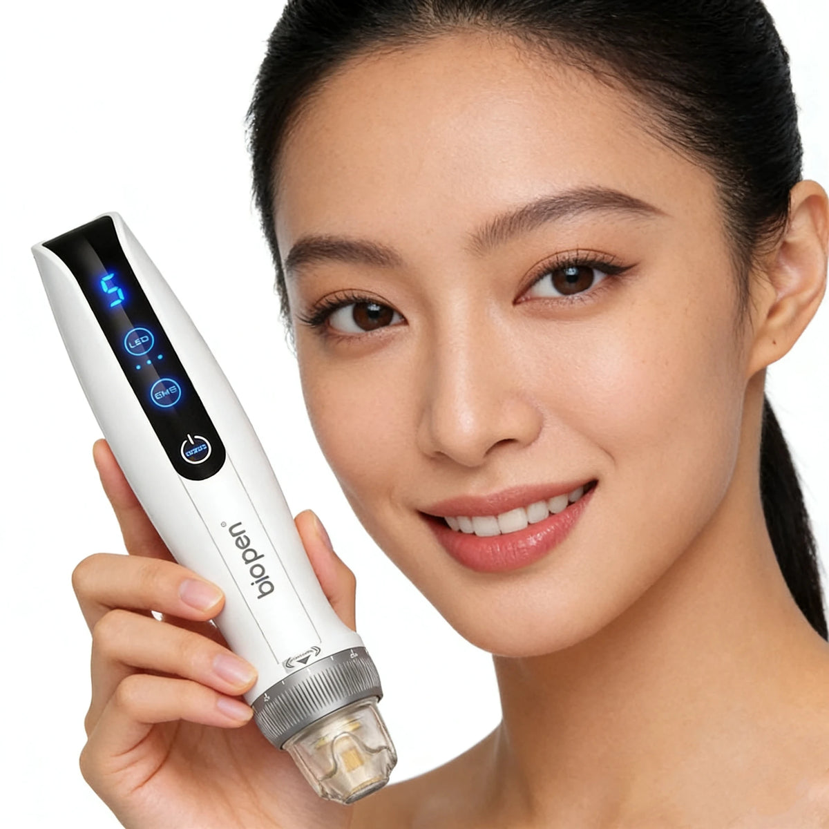 Best Microneedling Pen Bio Pen Q2 EMS Derma Pen With 2 pcs Automatic Serum needles gifts - Led Light Therapy Beauty Equipment
