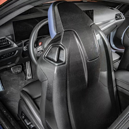 Dry Carbon Fiber Seat Back Covers Trims for BMW G80 M3 G82 G83 M4 G87 M2 X3M F97 X4M F98 2021-2024 Car Inner Seat Cover Bodykit