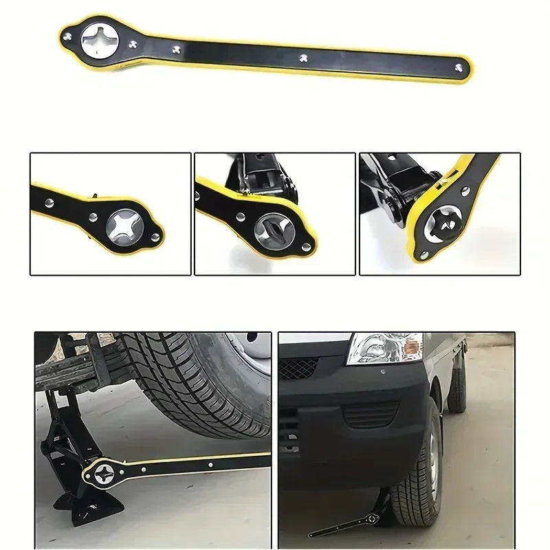 Car Scissor Jack with Wrench Auto Emergency Crank Lift Stand Labor-Saving Repair and Tire Replacement Tool for SUV Vehicle