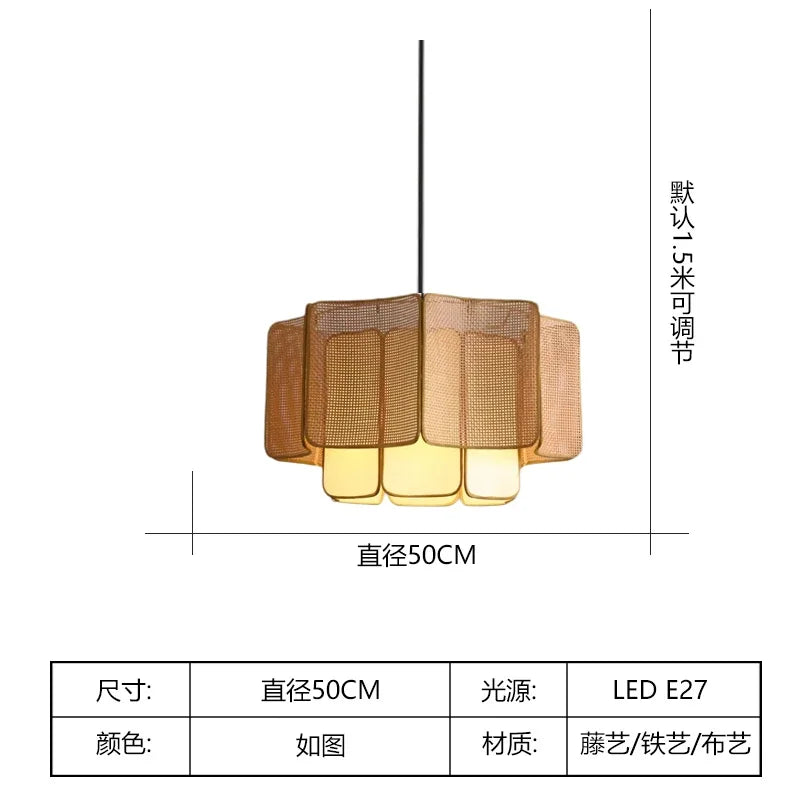 Japanese Wabi Sabi Bohemian Rattan Pendant Lights Restaurant Tea Room Counter Living Room Cafe Homestay Led Lighting Luminaires