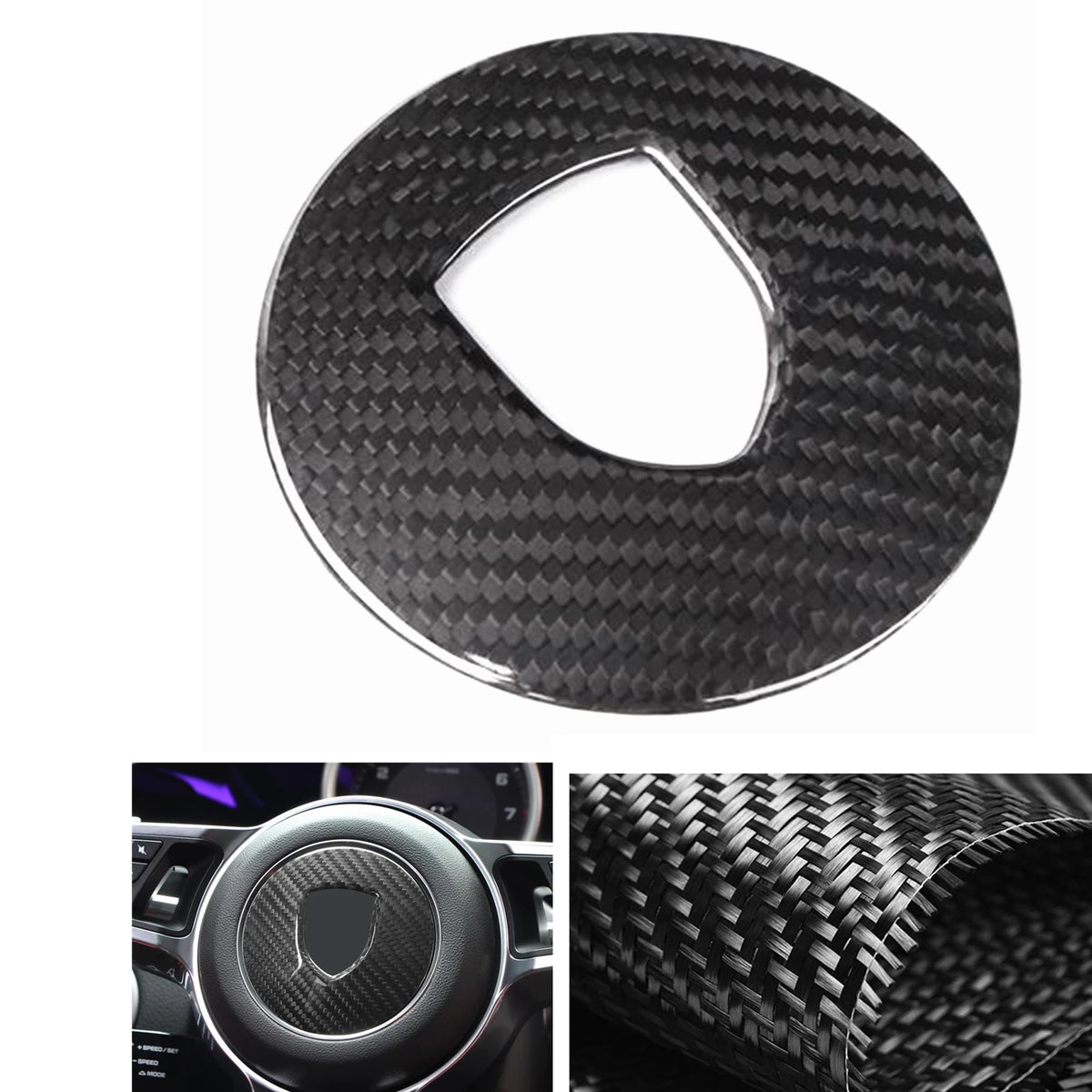 For Porsche 718 911 Cayenne Macan Cayman Car Interior Sitcker Carbon Fiber Steering Wheel Panel Cover Trim Center Board Frame