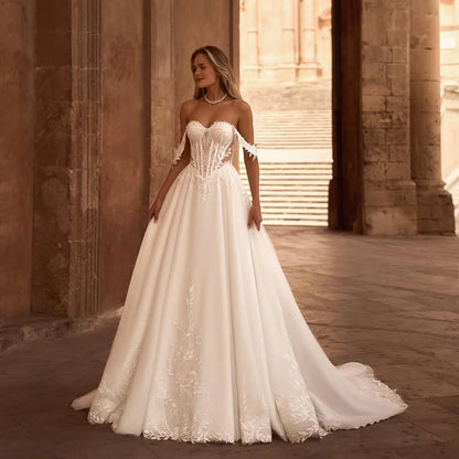 Off Shoulder Wedding Dress A-Line Evening Dresses Customizable Vestido De Novia سعيد شارون فساتين سهر