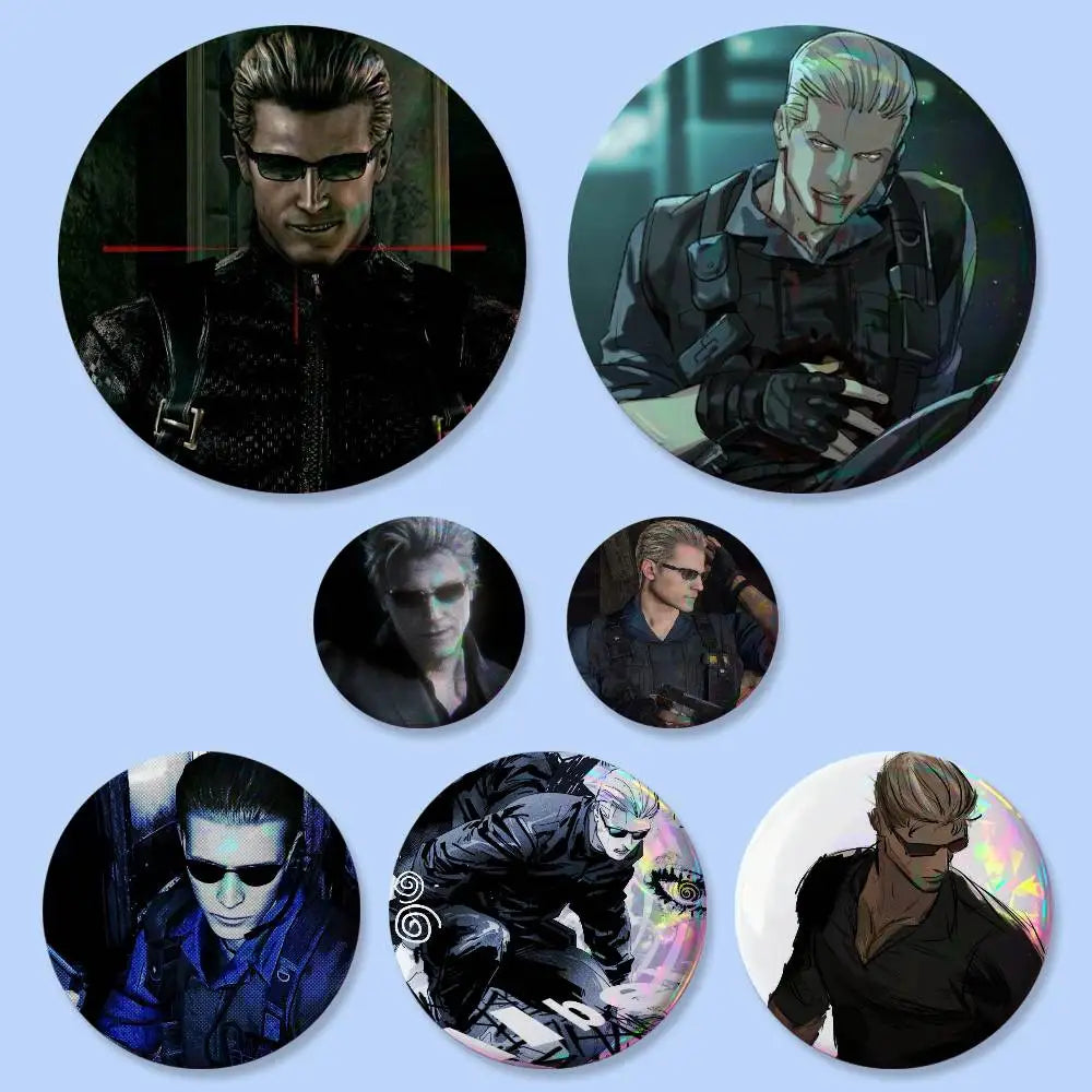 Albert Wesker Resident Evil Badges 25 32 44 58 75 Mm Round Cosplay Pin Bag Decor Fans Collect Friends Gifts Brooch Souvenir