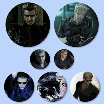 Albert Wesker Resident Evil Badges 25 32 44 58 75 Mm Round Cosplay Pin Bag Decor Fans Collect Friends Gifts Brooch Souvenir
