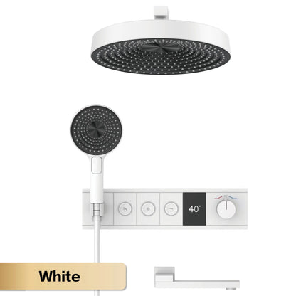 Luxury Bathroom Gunmetal Brass 3-Function LED Digital Display Shower System Wall-Embedded Rainfall Showerhead Bath Fixtures