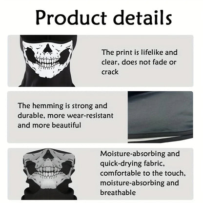Motorcycle Balaclava Full Face Mask Skull Print Motorbike Full Face Mask Windproof Skiing Head Neck Warmer Bicycle Helmet Liner