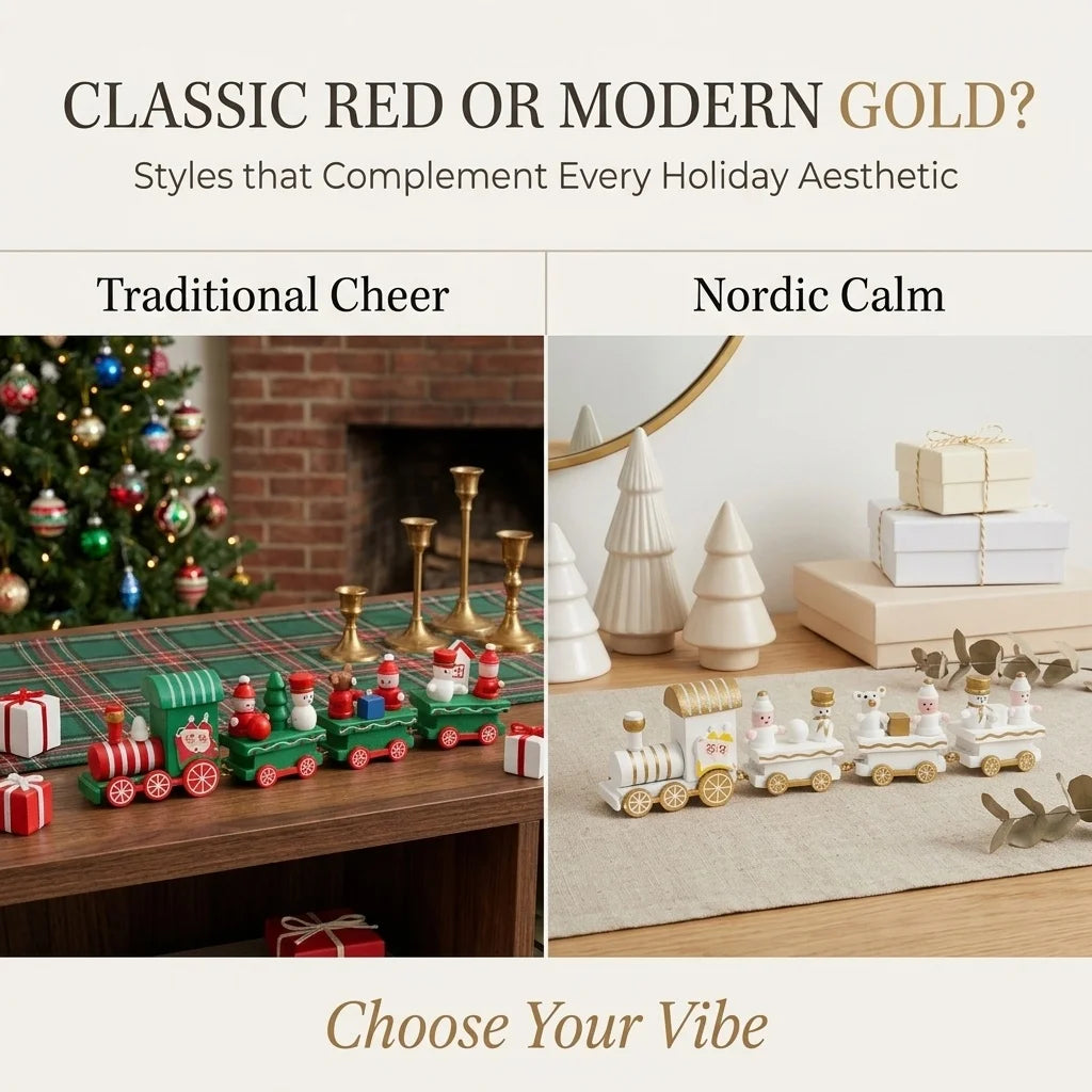 Christmas Mini Train Three Styles Ornament Xmas Tabletop Decoration Figurine Home Holiday Gift for Home Party Decor Kids Present