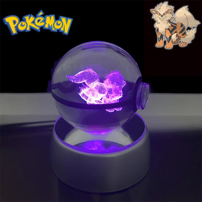 Pokemon 3D Crystal POKE BALL Figure Toys Snivy Dragonair Blastoise Venusaur Milotic Raichu Night Light LED Lamp Base Model Dolls
