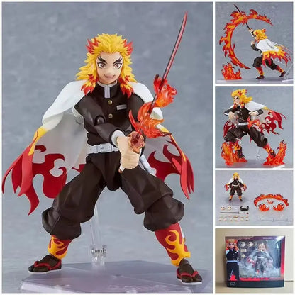 Figma 553 Demon Slayer Rengoku Kyojuro Movable Action Figure With Flame Effect Accessoriescollectible Anime Model For Anime Fans