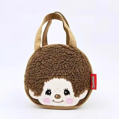 NewJapanese Cartoon Cute Plush Handbag Monchichi Small Items Storage Bag Going Out Hand Bag Coin Purse Birthday Gift for Friends