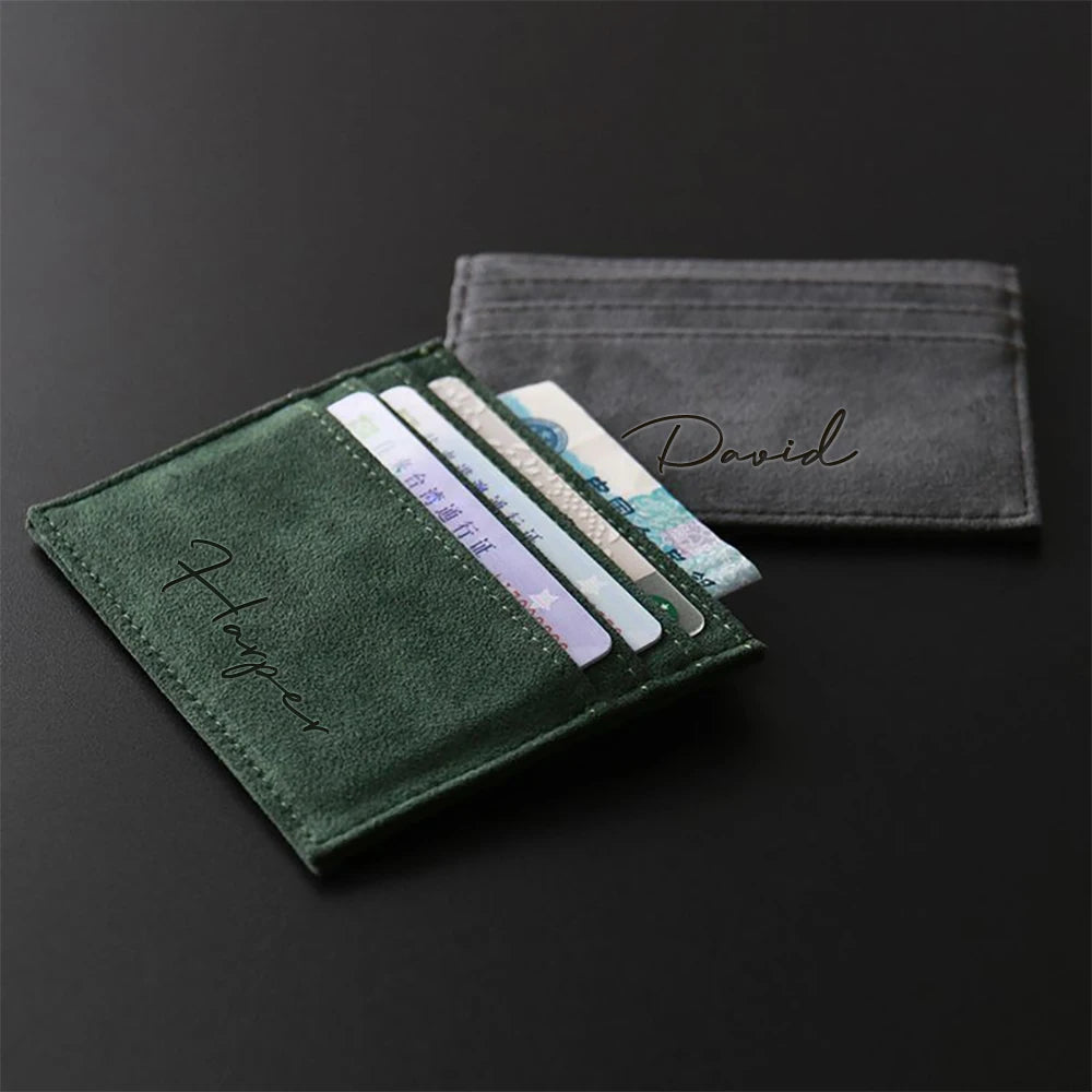 Customizable 3D Laser Engraved Name Personalized Women Men Wallet PU Faux Leather Fashion Design Simple Lightweight Card Wallet