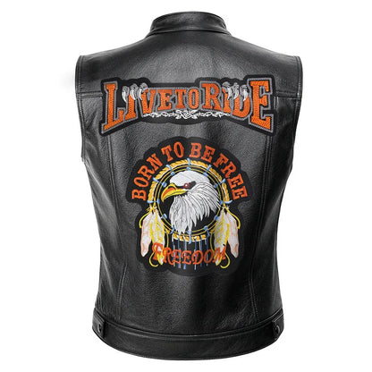 Men Motorcycle Spring Jackets SOA Punk Black Motorbike Gilet Sons of Anarchy Leather Moto Jacket Vest