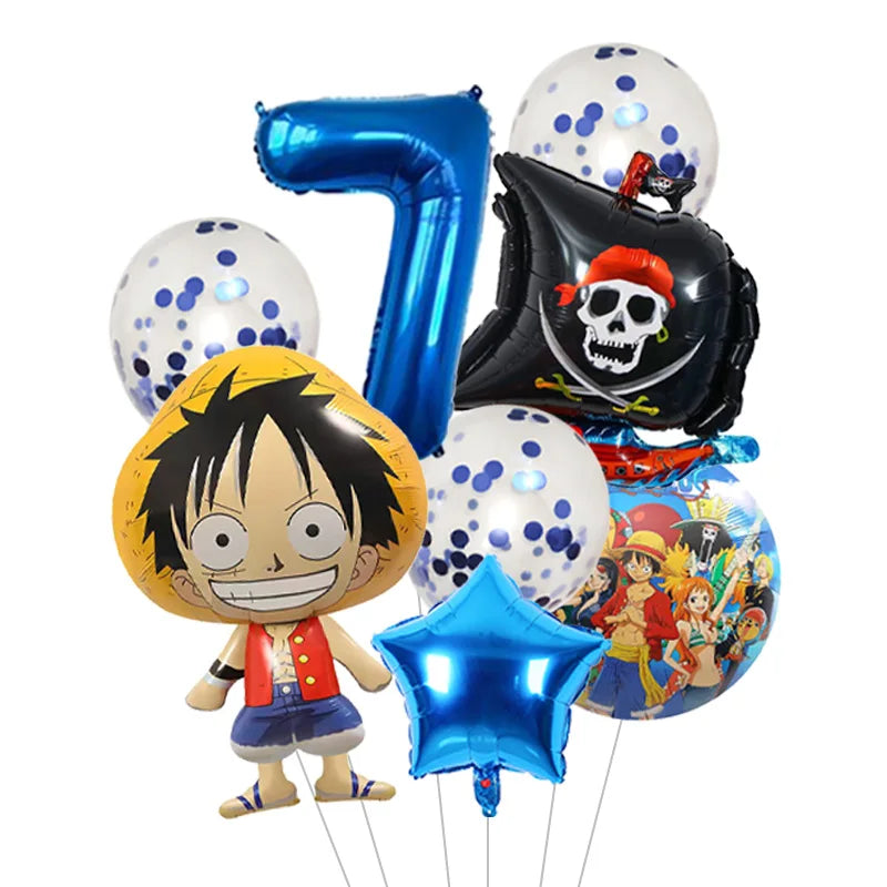 Anime One Piece Aluminum Film Balloons Luffy Shape Foil Balloon Boys Birthday Party Decoration Items