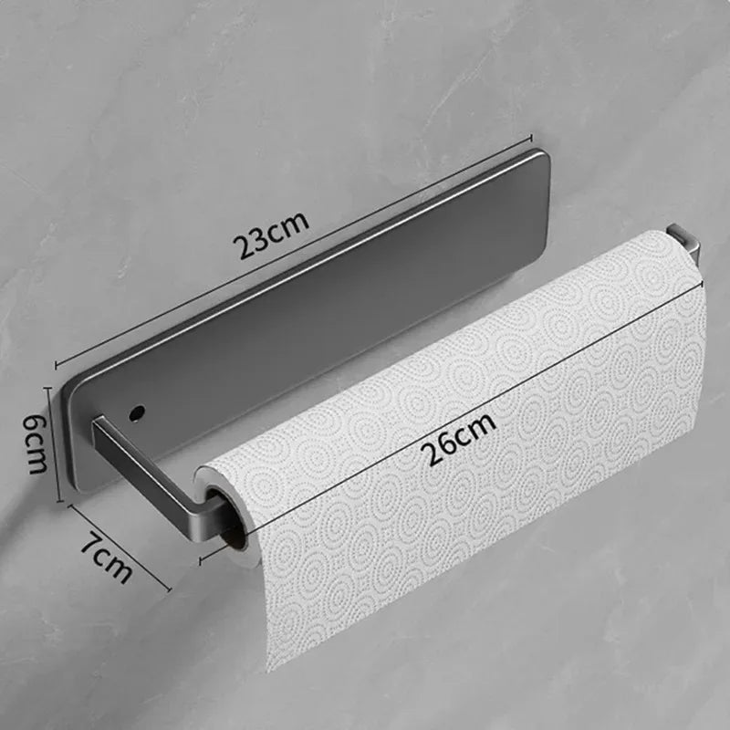Self Adhesive Kitchen Paper Holder No Drill Napkin Tissue Towel Toilet Roll Paper Holder Hanger Cabinets Bathroom Storage Rack