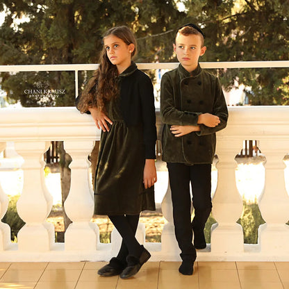 Family Matching New Shabbos Velour Kids Clothing Teen Set Girl Dress Boys Top Baby Overall Rompers Flowers Embroidery and Ribbon