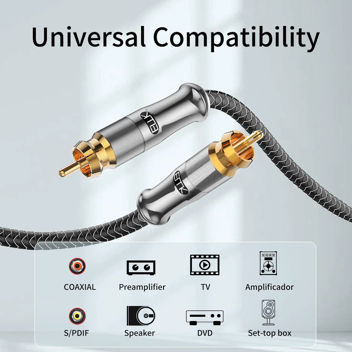 EMK Subwoofer Cable Digital Coaxial Audio Cable RCA Cable Rca to Rca Male to Male Coaxial Cable for Speaker Soundbar TV DVD