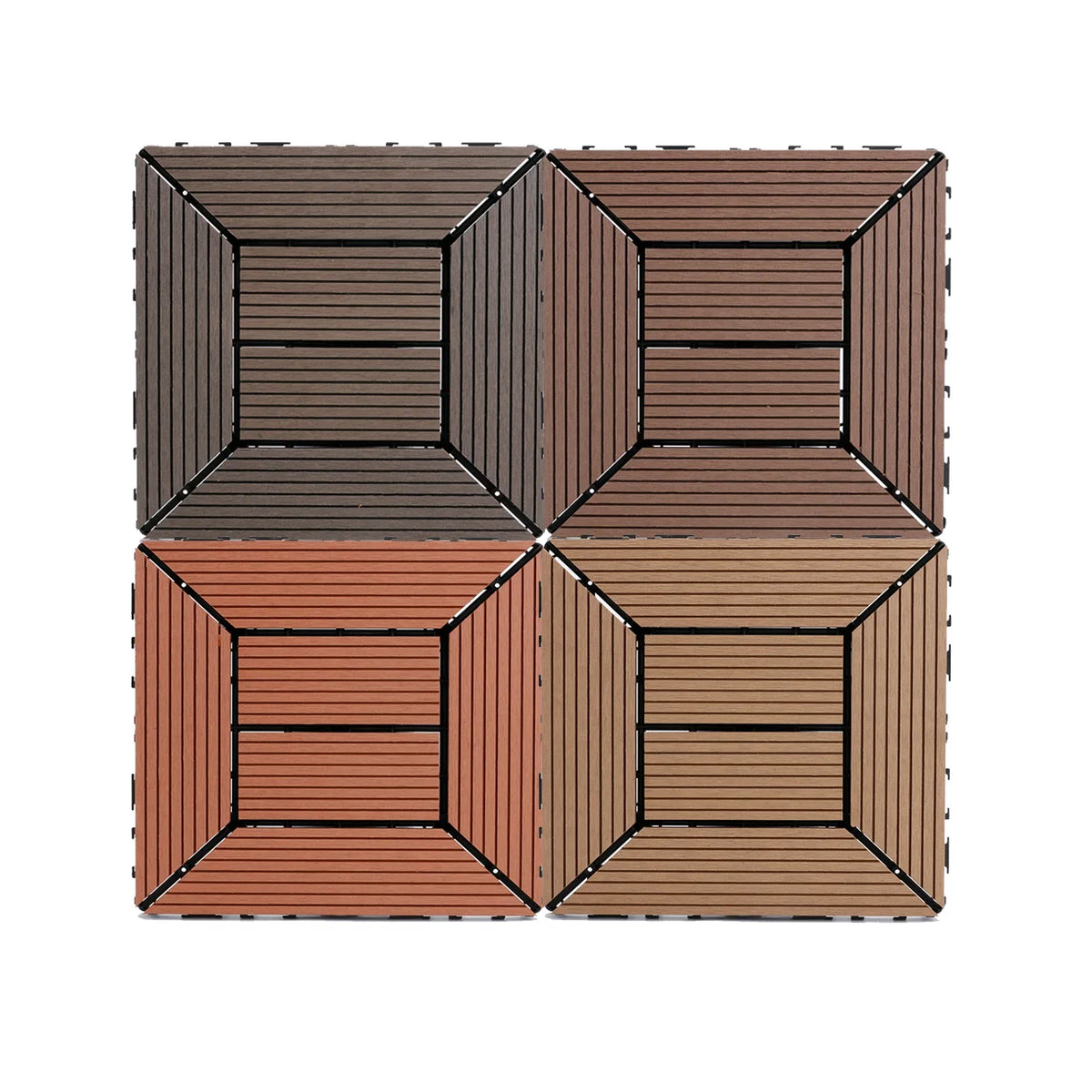 Selin Outdoor Waterproof Interlock WPC Composite Patio Tile Wood Floor for Terrace Parquet Deck Tile Plastic Decking