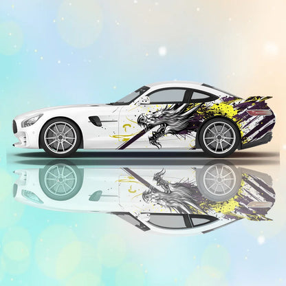 Line Japanese Dragon Splash Car Vinyl Wraps Decal PVC Anti Scratch Sticker Suitable for Trucks SUV Decor Auto Accessories Gift