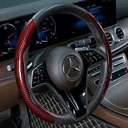 2026 Laser Carbon Fiber Silicone Car Steering Wheel Cover 1K Micro Fiber Leather PVC Wheel Booster Cover Non-Slip Universa
