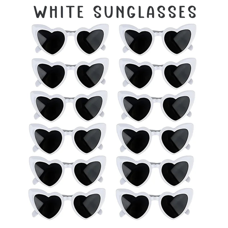 12-100Pcs Wedding Sunglasses for Guests Heart Shaped Sunglasses Bachelorette Party Glasses Bridal Shower Party Favors Photo Prop