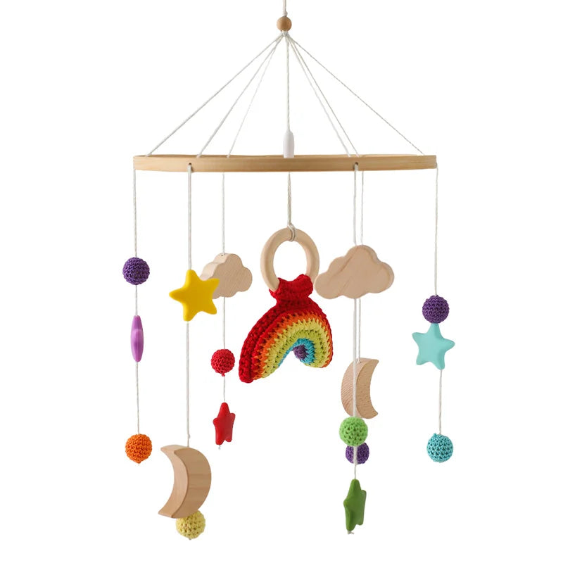 Let's Make Baby Rattle Toy 0-12 Months Wooden Mobile Newborn Music Box Bed Bell Hanging Toys Holder Bracket Infant Crib Toy Gift