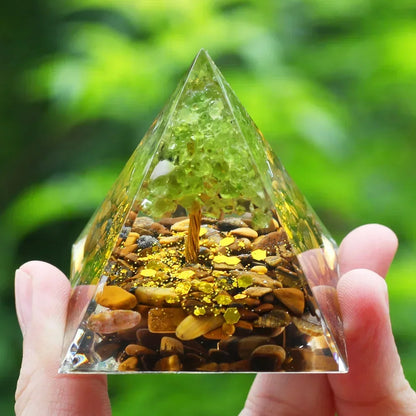 Energy Pyramid Orgonite Reiki Natural Amethyst Ball Healing Crystals Chakra Tool Ornaments Resin Stones Craft Kids Gift