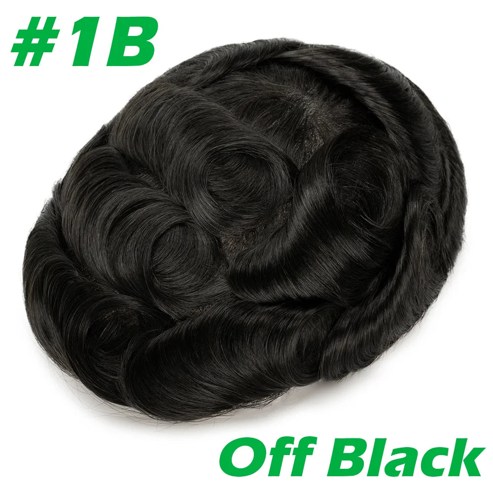0.03mm Thin Skin Men's Wig 90% 100% Density Human Hair Men Toupee Capillary Prosthesis V Loop Natural Hairline for Hair Loss