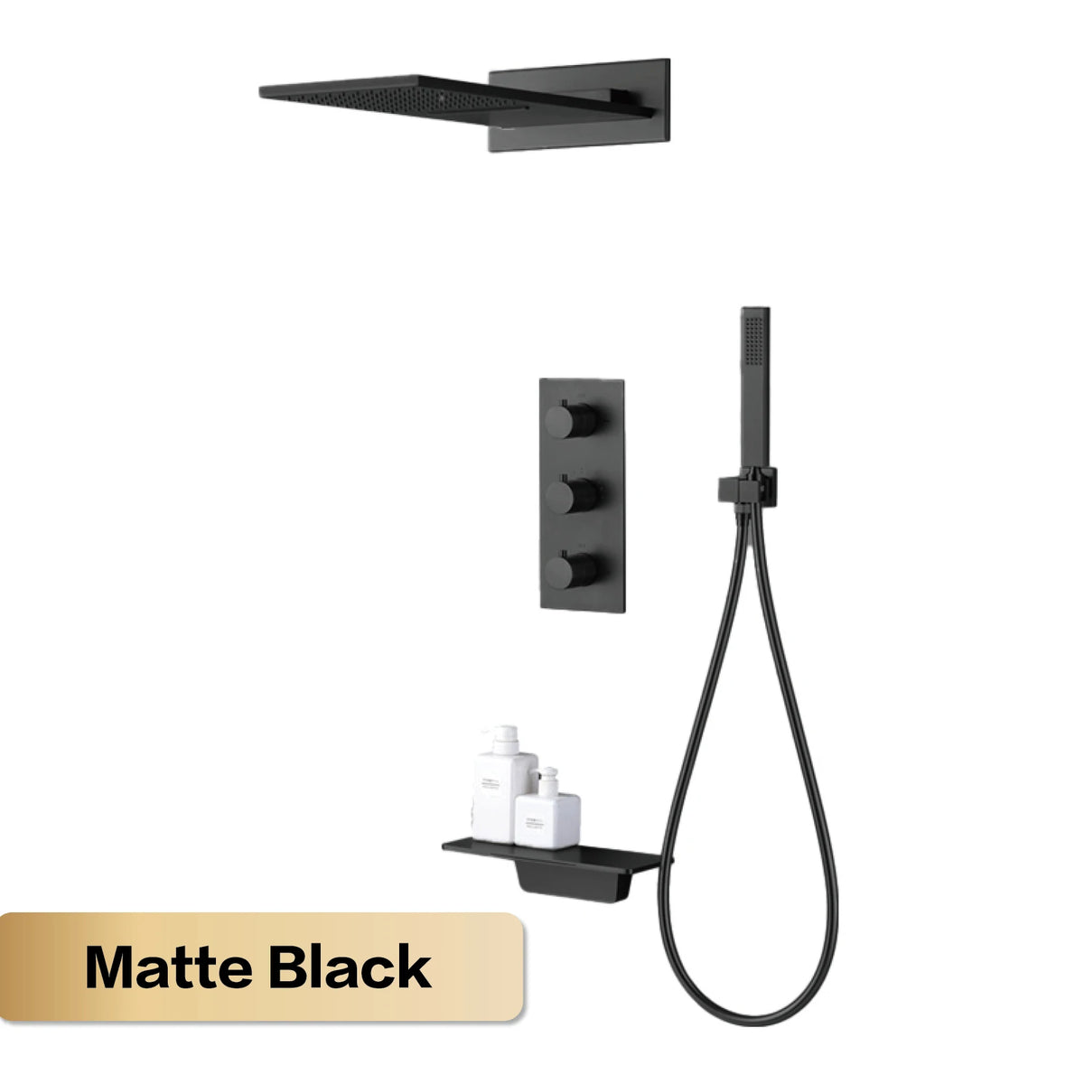 Luxury Gun Grey Brass Wall Mounted Constant Temperature Shower System Embedded Cold and Hot Water 4-Function Bathroom Mixer