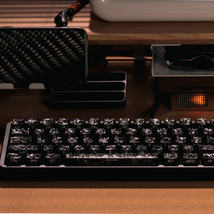Black Carbon Fiber Texture Keycaps Transparent RGB Side Printed Cherry profile PC keycap set for MX Cherry Mechanical Keyboard