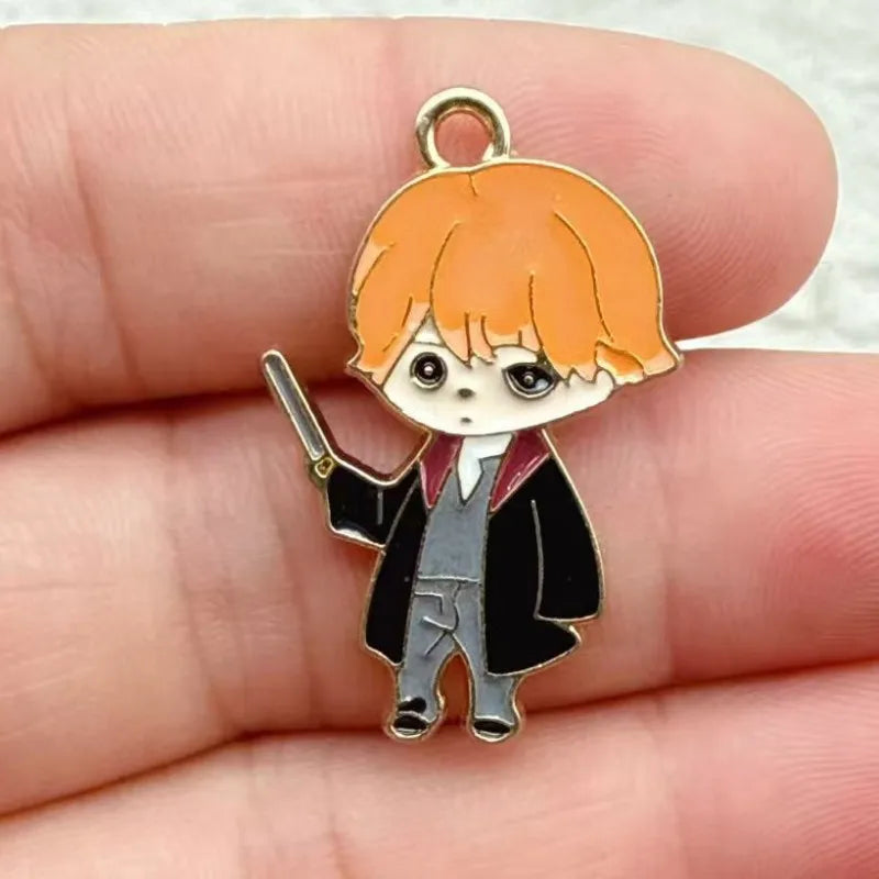 10/20Pcs Harry Potter‌ Anime DIY Hand Making Alloy Keychain Backpack Handmade Keychain Accessories Cute Keyring Gift for Fans