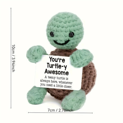 Positive Crochet Handmade Amigurumi Doll Emotional Support Pocket Hug Knit Plant Flower Encouragement Gift for Friends Coworker