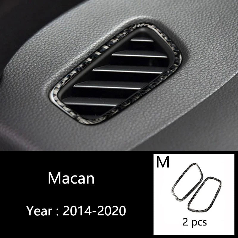 Accessories For Porsche Macan Carbon Fiber Car Inner Control Gear Shift Panel Water Cup Holder Cover Trim Decoration Car Sticker