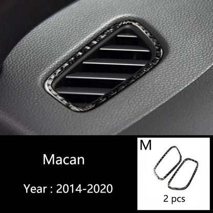 Accessories For Porsche Macan Carbon Fiber Car Inner Control Gear Shift Panel Water Cup Holder Cover Trim Decoration Car Sticker