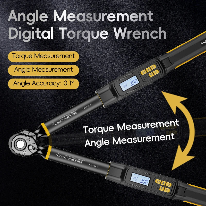 MoveCrab 3/8" 1/2" Drive Digital Angle Torque Wrench 3-340 N.m Angle Measurement 0.1°for DIY Auto Motorcycle Repair