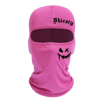 Smiling face print Balaclava face mask, summer cool neck cover, motorcycle skiing scarf, unisex