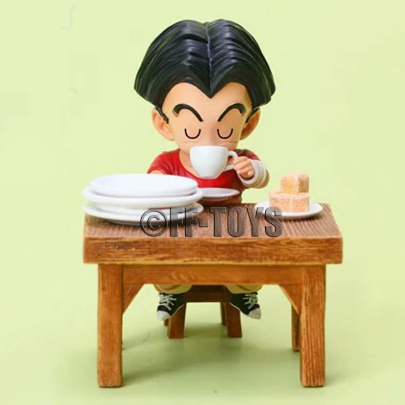 Dragon Ball Z Vegeta Figure Son Goku Son Gohan Kuririn Android 18 Eating 8cm Pvc Action Figures Collection Model Toys Gifts