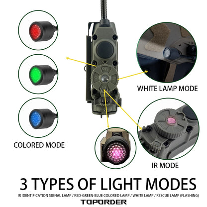 Tactical Sidewinder Helmet Lamp Strobe Light Red/Green/Blue/White/IR Head IFF Light Hunting Fishing Auxiliary LED Flashlight