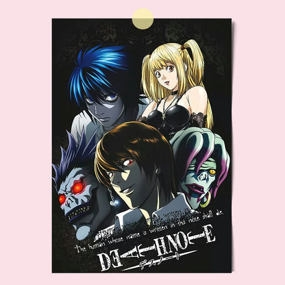 Japanese Comics Death Note Frameless Canvas Painting Poster Light Yagami Comics Peripheral Misa Amane Indoor Room Decoration