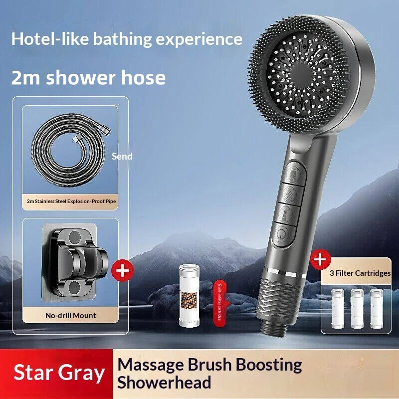 4Modes Pressure Boost Shower Head Multifunction Adjustable Large Water Shower Nozzle Massage Bathroom Accessory
