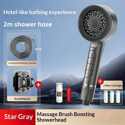 4Modes Pressure Boost Shower Head Multifunction Adjustable Large Water Shower Nozzle Massage Bathroom Accessory