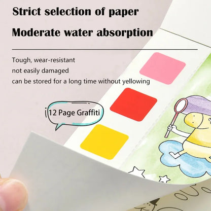 12 pages New Children's Watercolor Coloring Book,Student Coloring And Drawing Book, With Built-in Watercolor Paint Pens