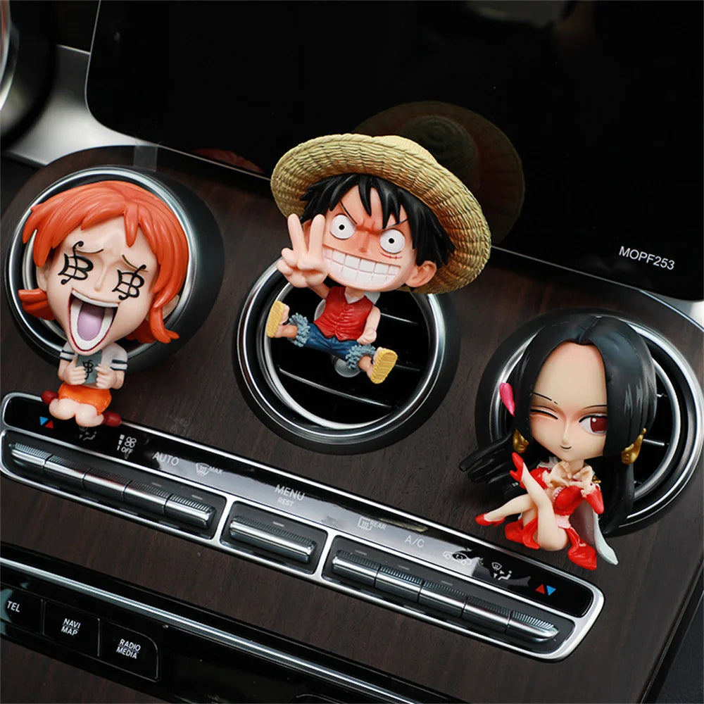 ONE PIECE Action Figures Cartoon Car Air Vents Perfume Holder Fragrance Tablet Luffy Car Accessories Decorative Ornaments Gifts