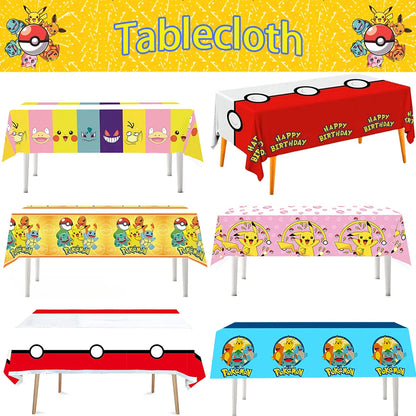1/10Pcs Pokemon Tablecloth Birthday Decoration Disposable Tablecloth Pikachu Tablecover Kids Birthday Gifts Baby Shower Supplies