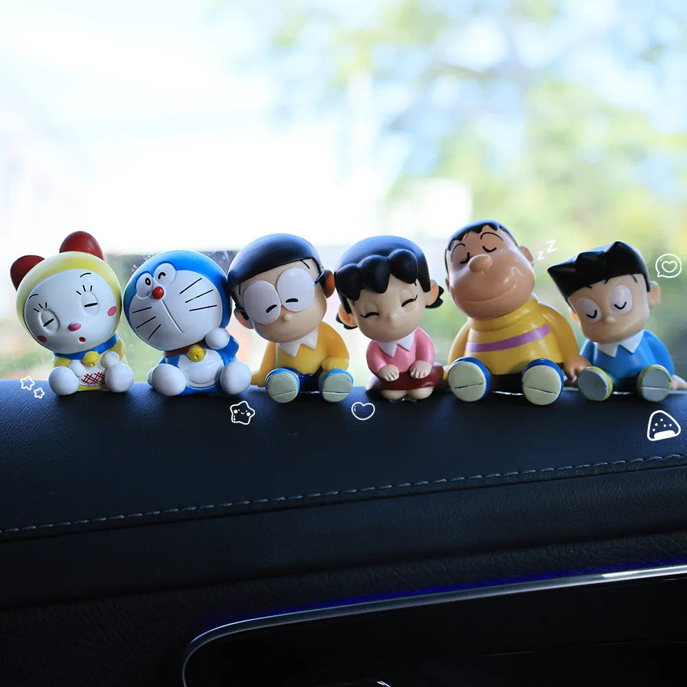 6pcs Doraemon Sleeping Style Shoulder Shoulder Generation Toy Model Display Doll Machine Cat Toy From Japan Collectible Figure