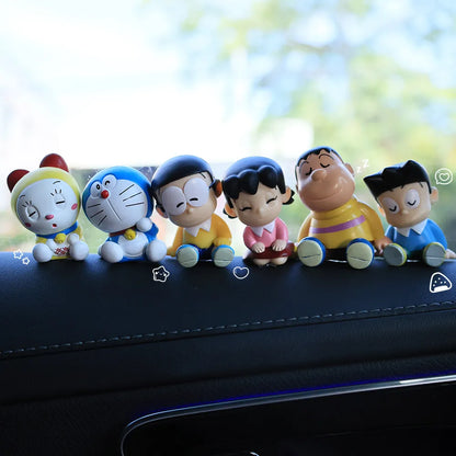 6pcs Doraemon Sleeping Style Shoulder Shoulder Generation Toy Model Display Doll Machine Cat Toy From Japan Collectible Figure