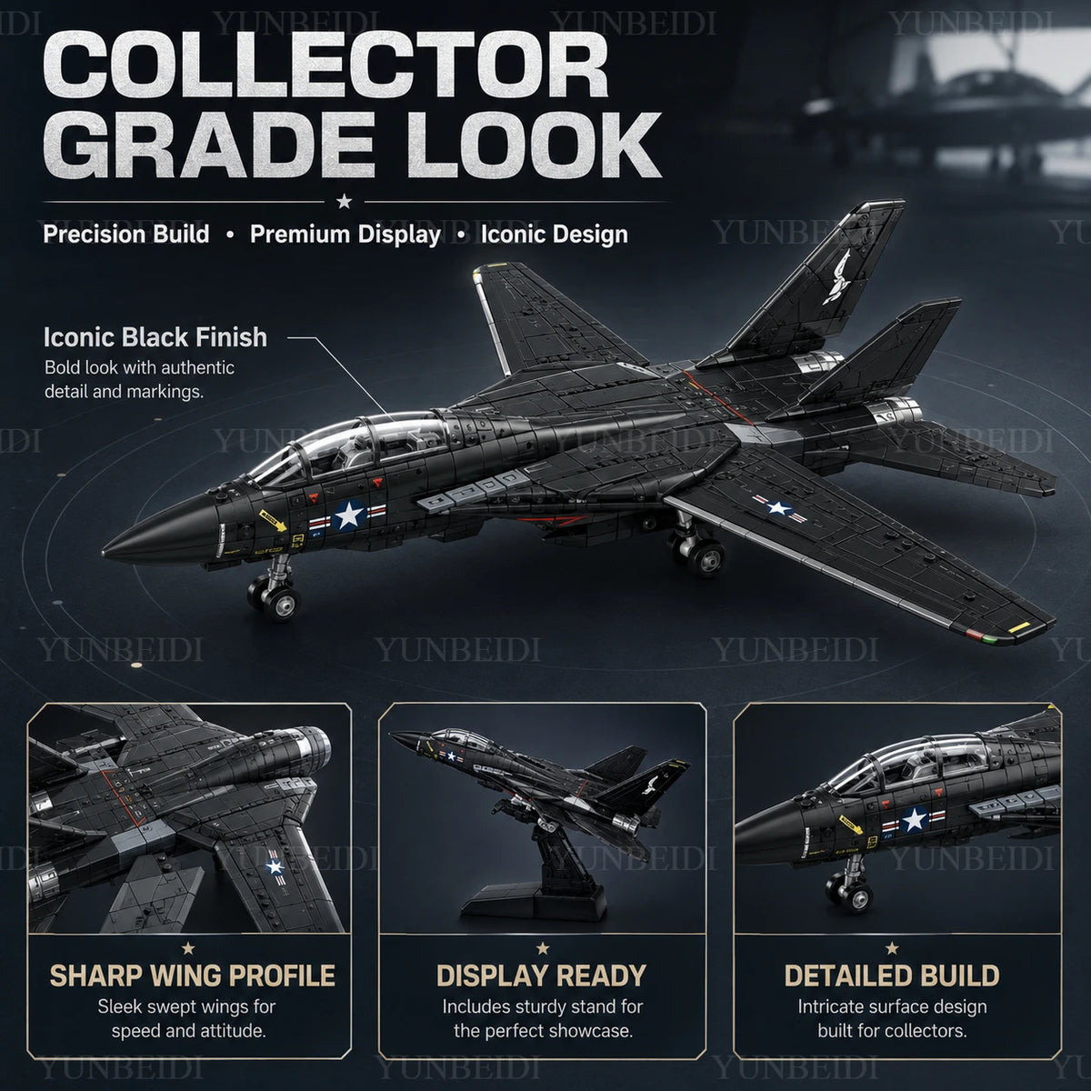 F14 Block Aircraft Military Series Block Support Attack Aircraft Model Wildcat Fighter Toy Gift To Children